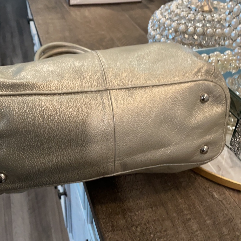 Tignanello Silver Pebble Leather Satchel - Picture 6 of 14